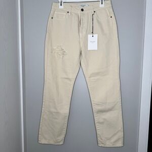 Hidden Tracey Cream Straight Distressed Button Fly‎ High Rise Jeans 28 NWT
